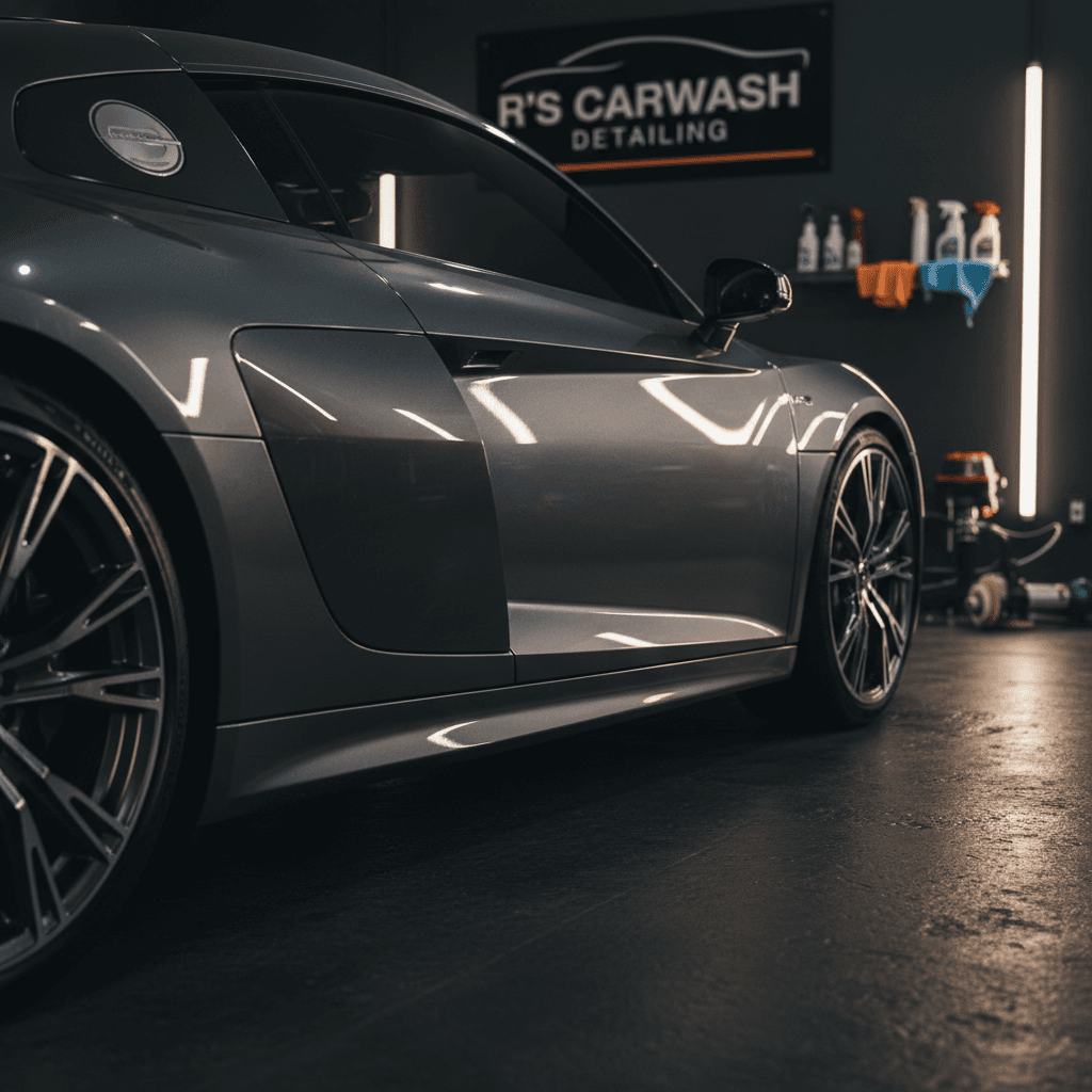 Audi R8 side profile showing immaculate paint finish and body lines