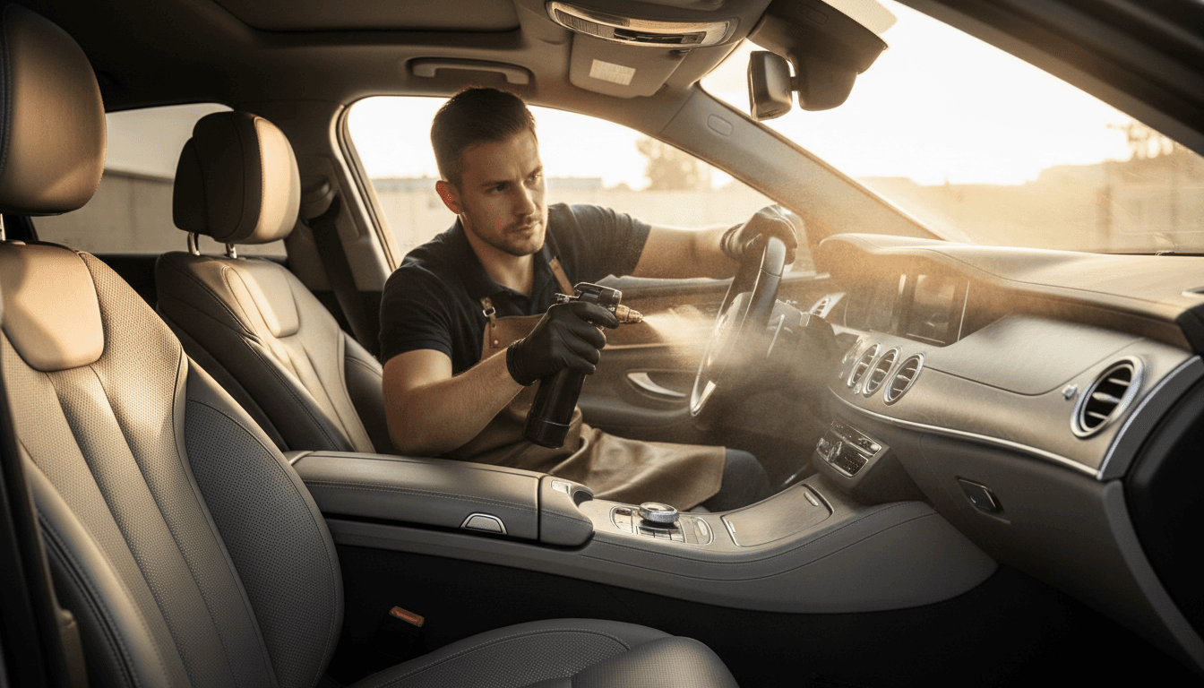 Professional odor elimination treatment for luxury car interior