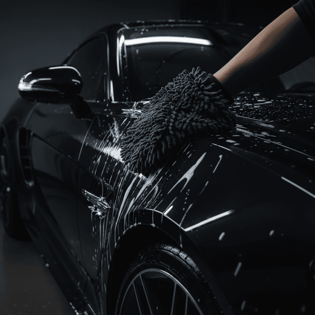 Hand wash service on luxury car