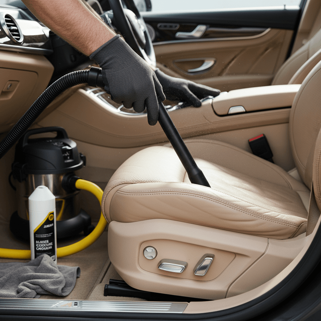 Interior vacuuming and seat cleaning