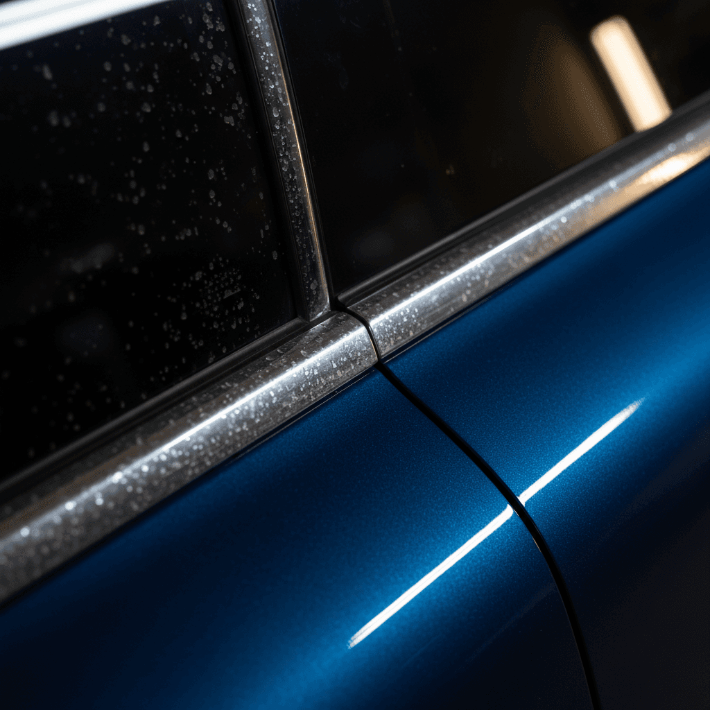 Chrome trim and paint detail before and after luxury car detailing