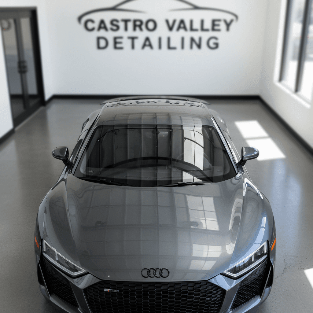Audi R8 overhead view displaying perfect gloss finish after detailing