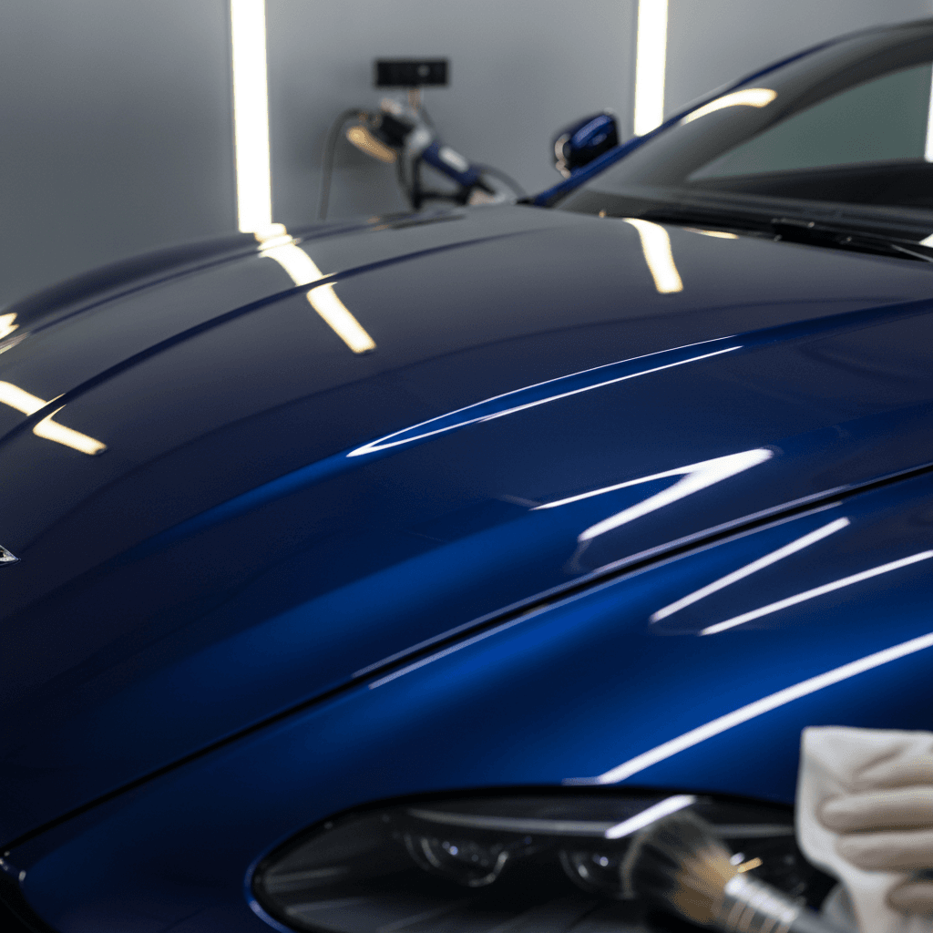 High-gloss exterior finish after detailing service