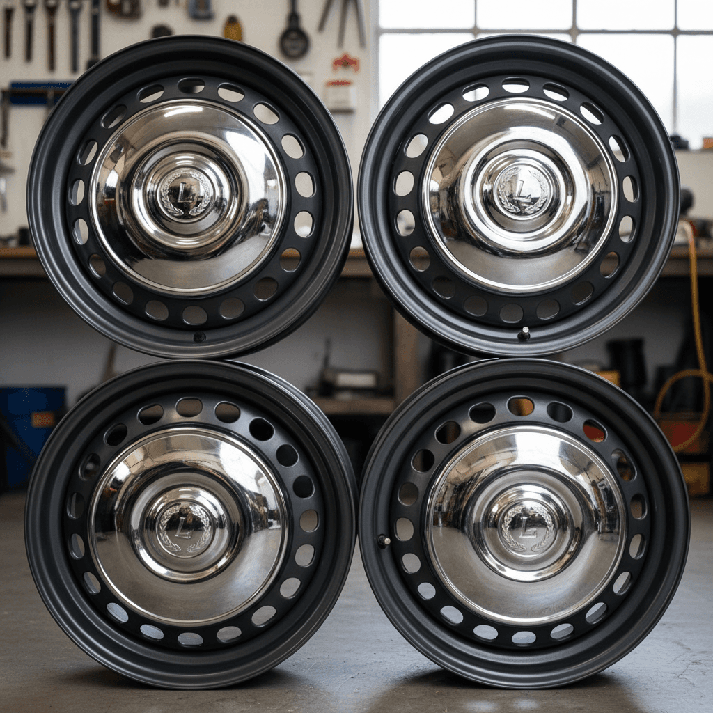 Restored wheels showing attention to detail work